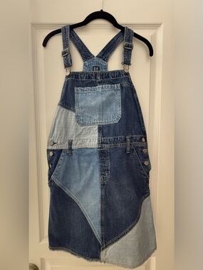 GAP Kid’s (Girl) Patchwork Denim Overall Dress - Mixed Blue Hues
